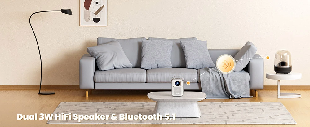 Projecteur ETOE Seal, 400 lumens ANSI, Google TV, 1080P natif, mise au point automatique et correction automatique du trapèze, Google Assistant