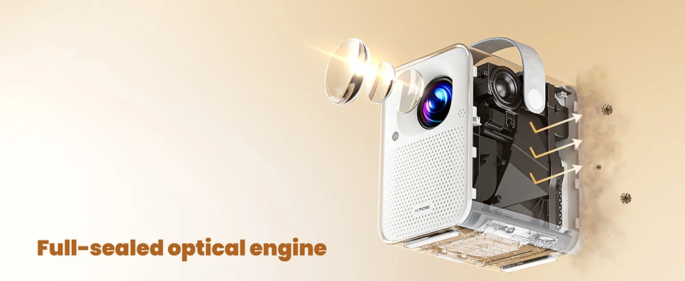 Projecteur ETOE Seal, 400 lumens ANSI, Google TV, 1080P natif, mise au point automatique et correction automatique du trapèze, Google Assistant