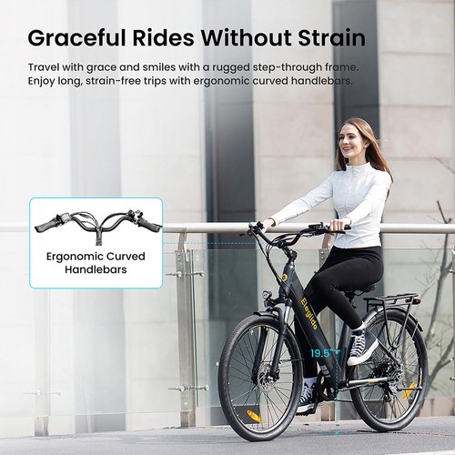 Eleglide T2 Electric Bike, 250W Motor, 36V 13Ah Battery, 27.5*2.1 inch Tire, 25km/h Max Speed, 100km Max Range, Hydraulic Disc Brakes, Suspension Fork with Lockout, Shimano 7-Speed, LCD Display, App Control