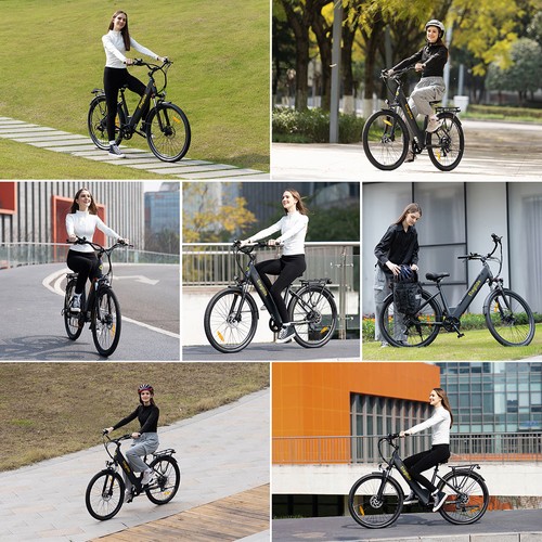 Eleglide T2 Electric Bike, 250W Motor, 36V 13Ah Battery, 27.5*2.1 inch Tire, 25km/h Max Speed, 100km Max Range, Hydraulic Disc Brakes, Suspension Fork with Lockout, Shimano 7-Speed, LCD Display, App Control