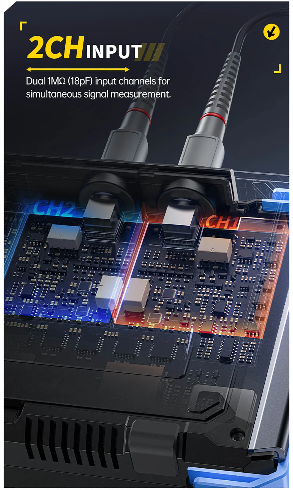 Oscilloscope 4-en-1 pour tablette FNIRSI DPOS350P, échantillonnage 1 Géch./s, générateur de signaux 50 MHz, analyseur de spectre, écran tactile 7 pouces, charge rapide QC18 W - Prise UE