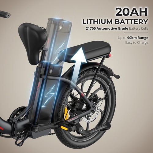 Vélo électrique pliable Fafrees F20+, moteur 250 W, batterie 36 V 20 Ah, pneus 20 x 3 pouces, vitesse maximale 25 km/h, autonomie maximale 90 km, freins à disque, suspension avant, transmission Shimano 7 vitesses - Gris
