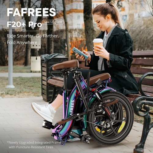 Vélo électrique pliable Fafrees F20+ Pro, moteur 250 W, batterie 36 V 22,5 Ah, pneus 20 x 3 pouces, vitesse maximale 25 km/h, autonomie maximale 100 km, freins à disque, suspension avant, Shimano 7 vitesses - Nebula Teal