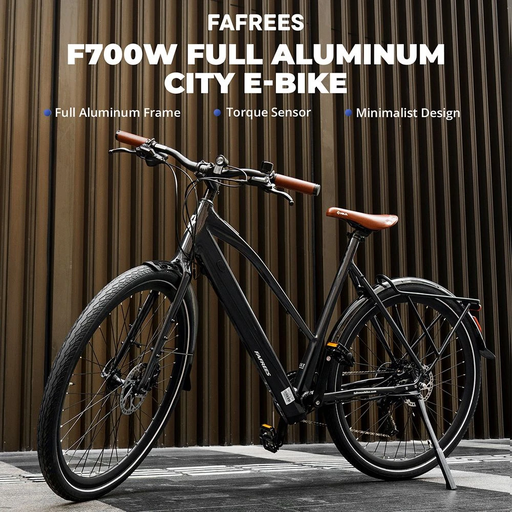 Fafrees F700W Electric Bike, 250W Motor, 36V 10Ah Battery, 700*42C Tires, 25km/h Max Speed, 100km Max Range, Hydraulic Disc Brakes, Torque Sensor, SHIMANO CUES 9-speed - Black
