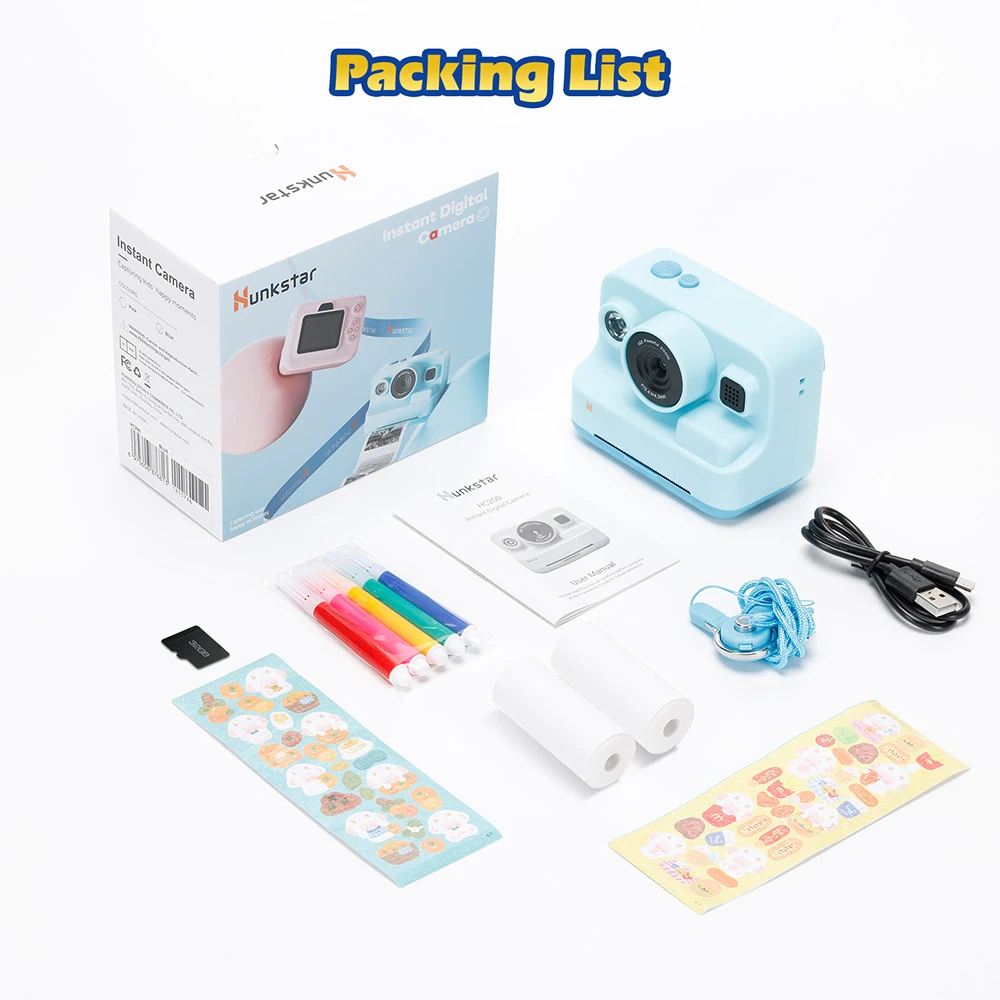 Hunkstar HC200 Instant Print Camera for Kids, with 32GB SD Card, Birthday Gifts for Girls Boys Age 3-12, HD Digital Video Cameras, Portable Toy, Pink