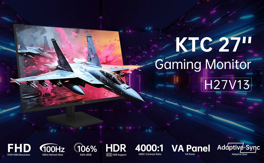 Monitor da gioco KTC H27V13 da 27 pollici ricondizionato, pannello VA 1920:1080 FHD 16x9, frequenza di aggiornamento 100 Hz, rapporto di contrasto 4000:1