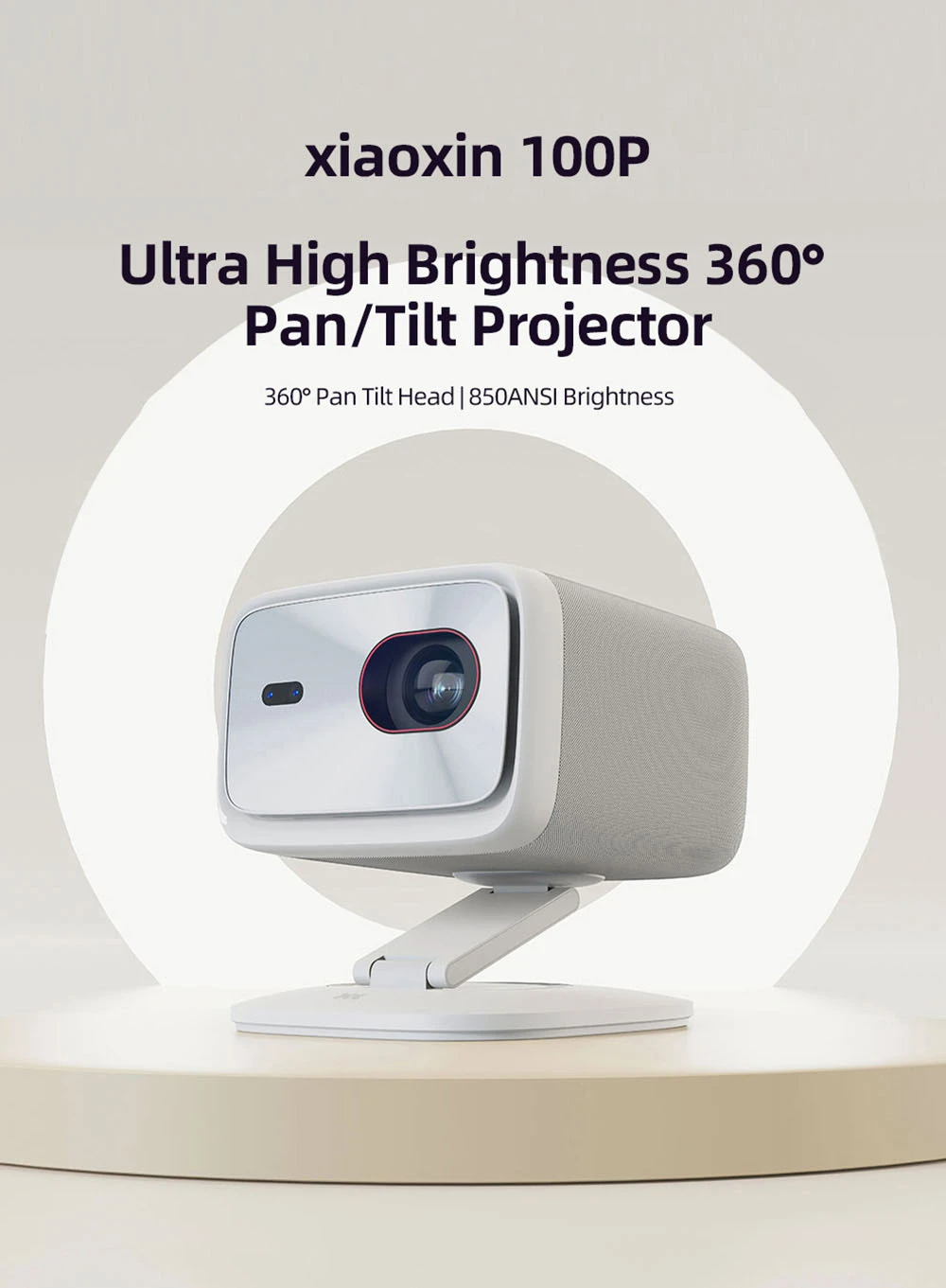 Projecteur intelligent Lenovo Xiaoxin 100P, 850 ANSI, 1080P, HDR10, Wi-Fi 6, 2 haut-parleurs 5 W, correction automatique du trapèze