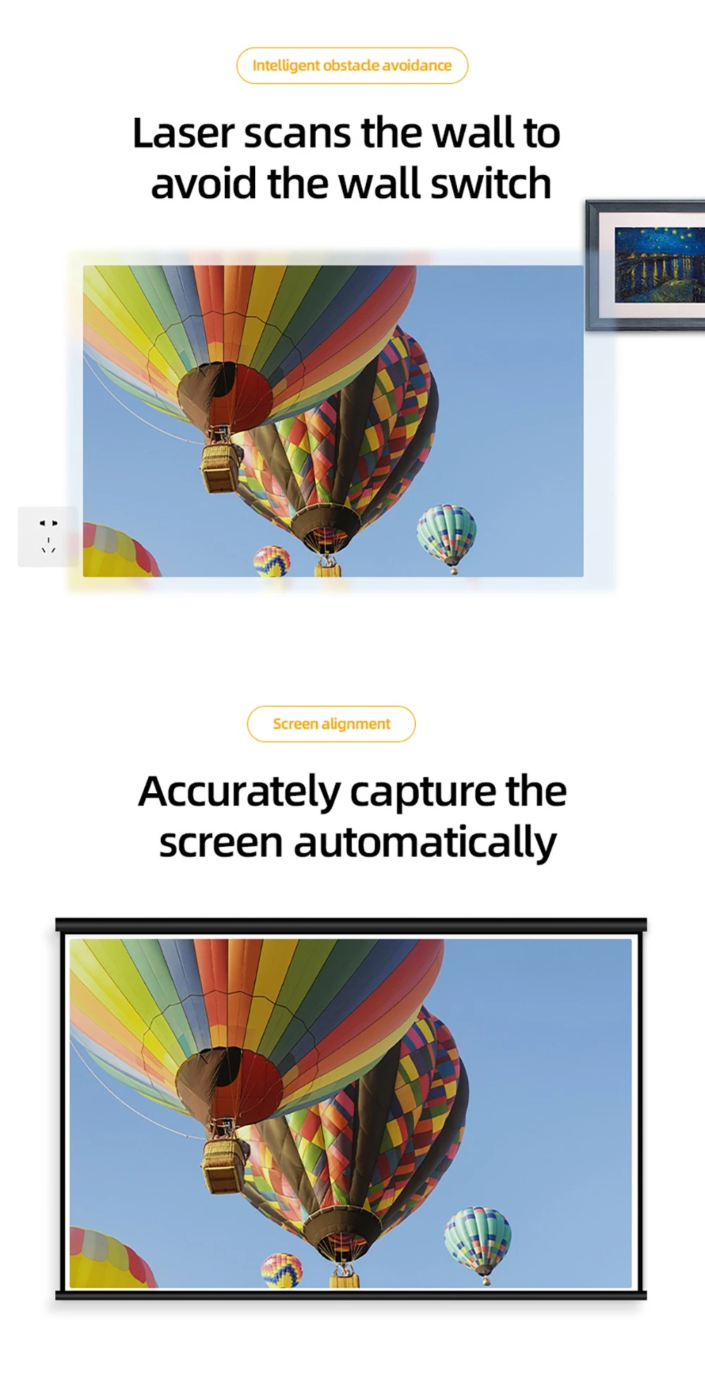 Projecteur Lenovo Xiaoxin 100S, 650 ANSI, 1080p, mise au point automatique, haut-parleurs 2x5 W, Wi-Fi 6, Bluetooth 5.0