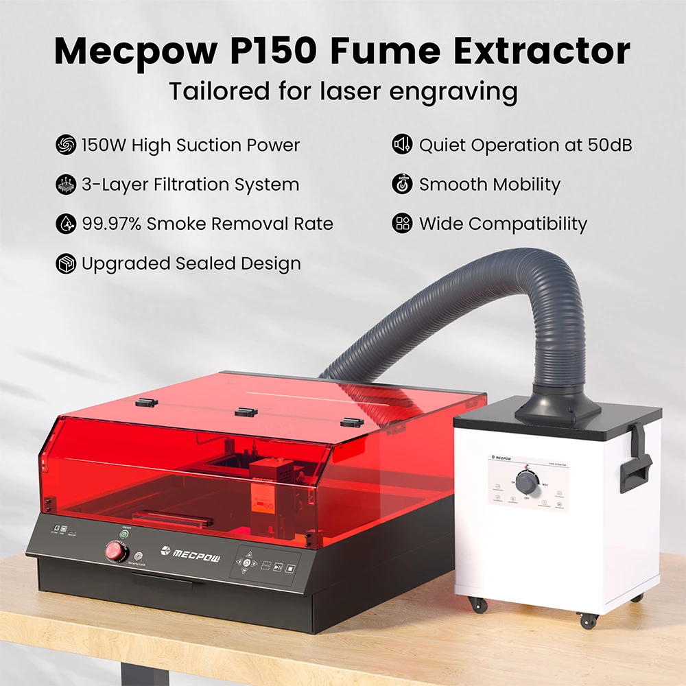 Mecpow P150 150W Fume Extractor for X4 Pro/FC1/FC2/FC3 with 3-Stage Filtration