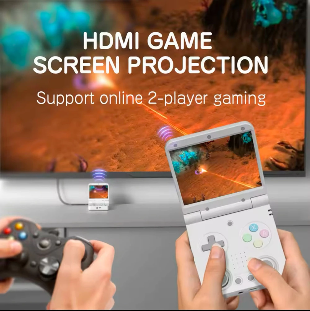 Console de jeu portable Miyoo Flip, carte TF 64 Go, écran IPS 3.5 pouces, batterie 3000 mAh, plus de 20 émulateurs, Wi-Fi 2.4 GHz/5 GHz - Jaune