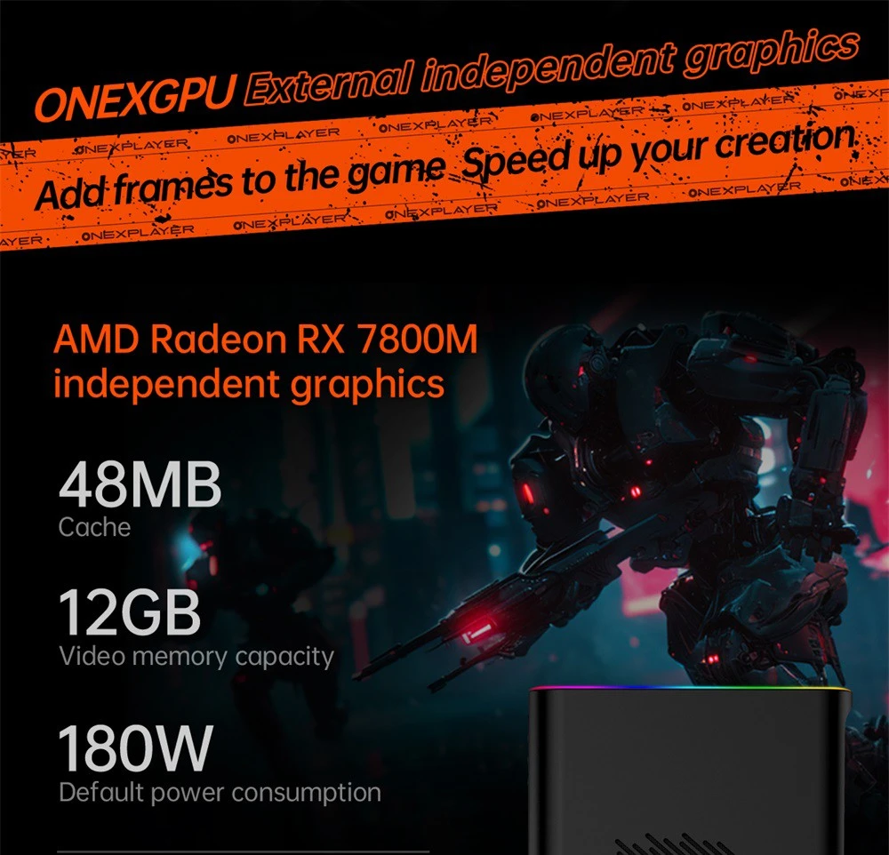 One Netbook OneXPlayer G1 Handheld Gaming PC, AMD Ryzen AI 9 HX 370 12 Cores Max 5.1GHz, 8.8'' 2560*1600 144Hz Screen, 64GB LPDDR5X 7500MHz RAM 2TB SSD, WiFi 6E, 2*USB-C, 1*USB3.2, 1*TF Card, 1* Oculink, 1*3.5mm Audio, Fingerprint Unlock - EU Plug