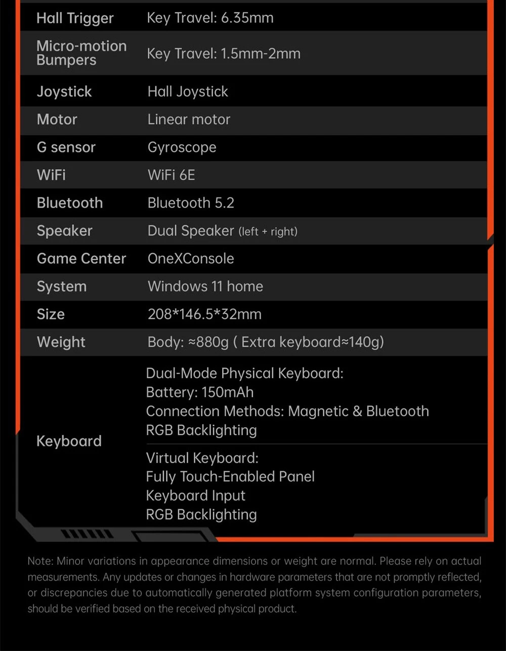 One Netbook OneXPlayer G1 Handheld Gaming PC, AMD Ryzen AI 9 HX 370 12 Cores Max 5.1GHz, 8.8'' 2560*1600 144Hz Screen, 64GB LPDDR5X 7500MHz RAM 2TB SSD, WiFi 6E, 2*USB-C, 1*USB3.2, 1*TF Card, 1* Oculink, 1*3.5mm Audio, Fingerprint Unlock - EU Plug