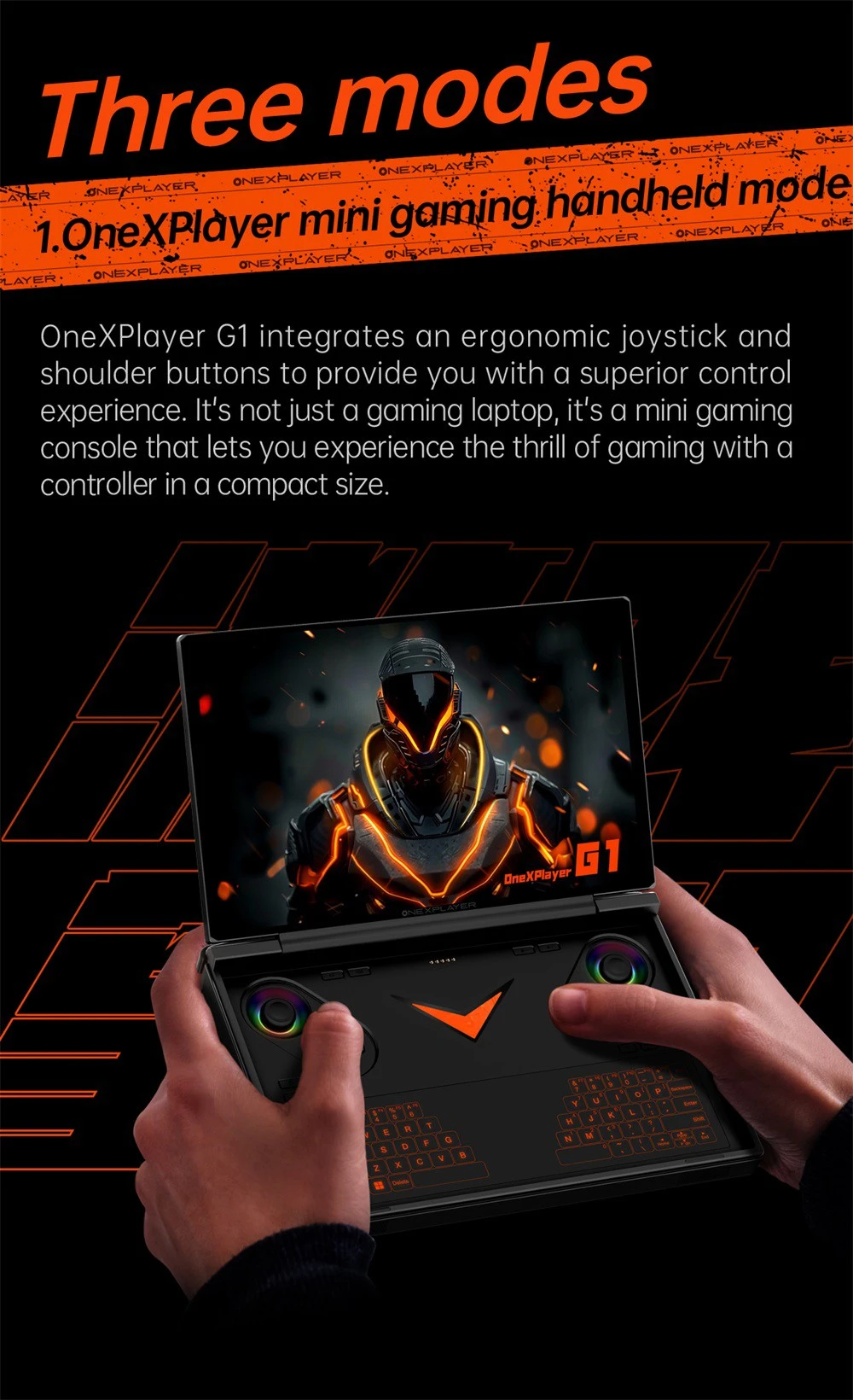 One Netbook OneXPlayer G1 Handheld Gaming PC, AMD Ryzen AI 9 HX 370 12 Cores Max 5.1GHz, 8.8'' 2560*1600 144Hz Screen, 64GB LPDDR5X 7500MHz RAM 2TB SSD, WiFi 6E, 2*USB-C, 1*USB3.2, 1*TF Card, 1* Oculink, 1*3.5mm Audio, Fingerprint Unlock - EU Plug