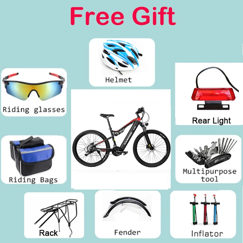 RANDRIDE YG90B-29 Electric Bike, 1000W Motor, 48V 17Ah Battery, 29*2.1 inch Tires, 45km/h Max Speed, 40-50km Range, Hydraulic Disc Brake, Rear Shock Absorber, Shimano 21-speed