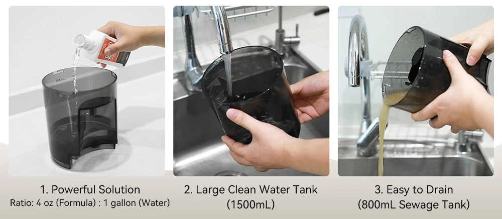 Teendow C5 カーペットクリーナー掃除機、11KPa 強力吸引、≤80dB 低騒音、1500ml 大容量水タンク