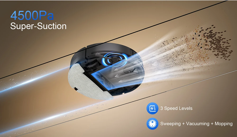 Teendow D10S MAX 2-in-1 Robot Vacuum Cleaner and Mop with Auto-empty Station, 4500Pa Powerful Suction, Smart Mapping