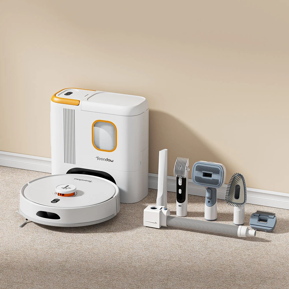 Teendow D20S MAX+ 2in1 Robot Vacuum Cleaner & Pet Grooming Tool, 6000Pa Strong Suction, 70 Days Hands-Free Cleaning, 3L Dust Bag, PreciSense LiDAR Navigation, 5000mAh Battery, Ideal for Pet Owners