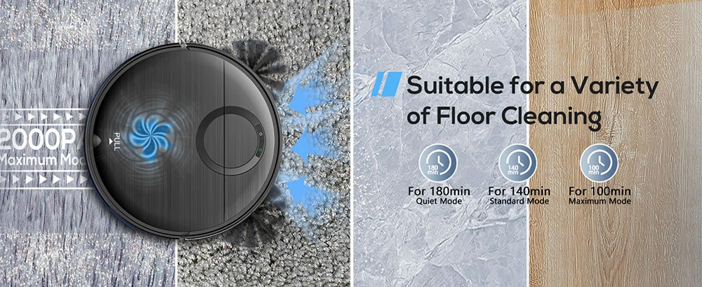 Teendow T7S Robot Vacuum Cleaner and Mop, 2000Pa Powerful Suction, 230ml Water Tank, Smart App & Voice Control, 100min Runtime, Self-Charging, 4 Cleaning Modes, Obstacle Avoidance, Ideal for Pet Owners