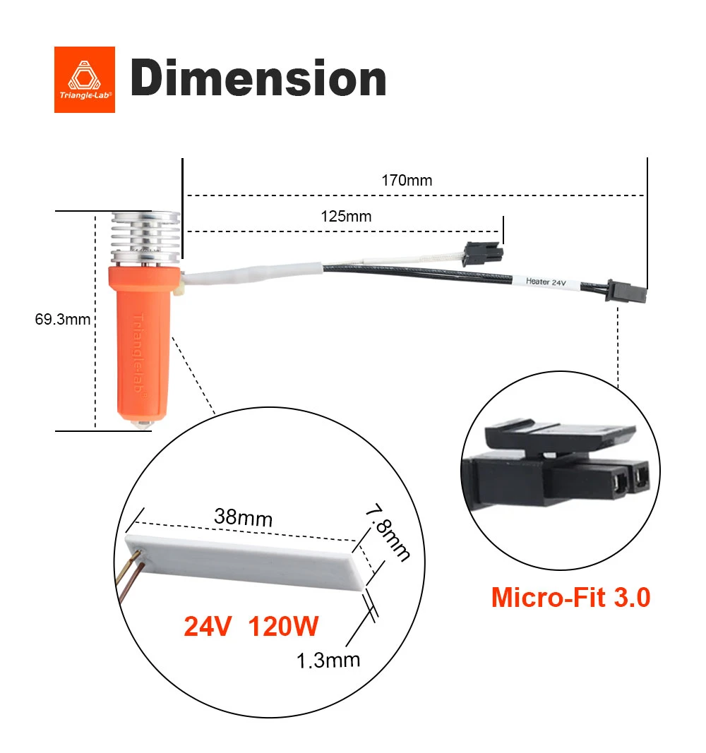 Tête d'impression haute vitesse Trianglelab CHC XL pour imprimantes 3D FDM