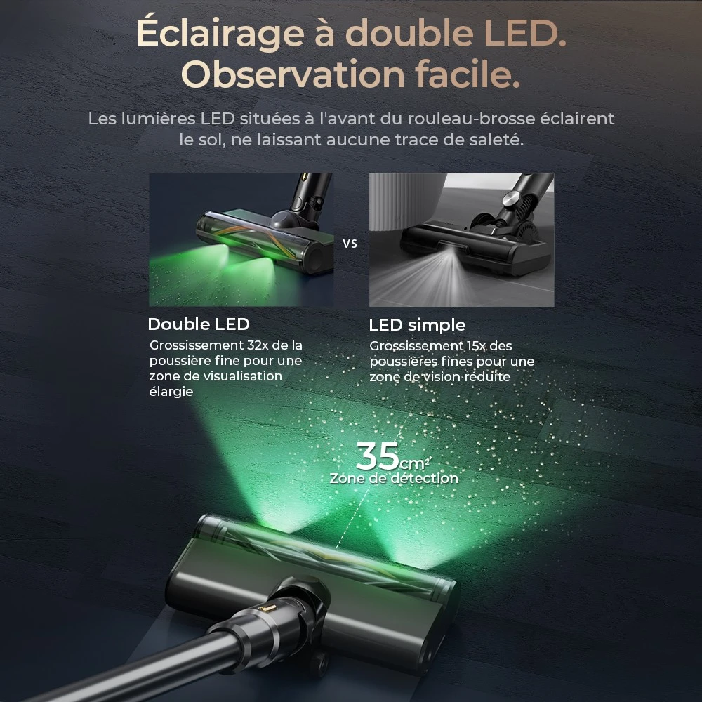 JIGOO V700 Aspirateur sans fil avec station d'aspiration de 2,5 L, vidage automatique de la poussière, puissance d'aspiration de 33 KPa, brosse anti-enchevêtrement, double éclairage LED, jusqu'à 55 minutes d'autonomie, idéal pour sols durs, tapis, an