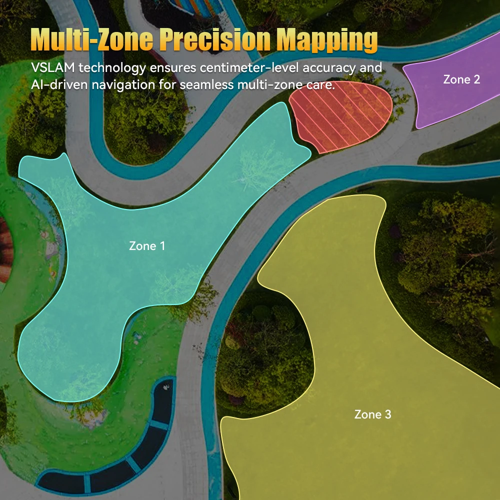 Goat Bot Unicut H1 M&auml;hroboter, kabellos, f&uuml;r bis zu 1500 m&sup2; gro&szlig;e Fl&auml;chen, kein Begrenzungskabel, RTK+VSLAM f&uuml;r pr&auml;zise Kartierung, KI-Hindernisvermeidung, automatische KI-Kartierung, APP-Steuerung, Mehrzonenverwaltung, IPX6 wasserdicht &ndash; Gelb