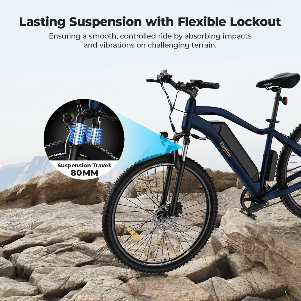 Eleglide Mopride 3 Bicicletă electrică, 250W Motor, 48V 12Ah Baterie, 29*,4 inch anvelope, 25km/h Viteză maximă, 120km Max Range, Braț hidraulic cu disc, Suspensie cu blocare, Shimano 7-Speed, LCD Display, Control al aplicației