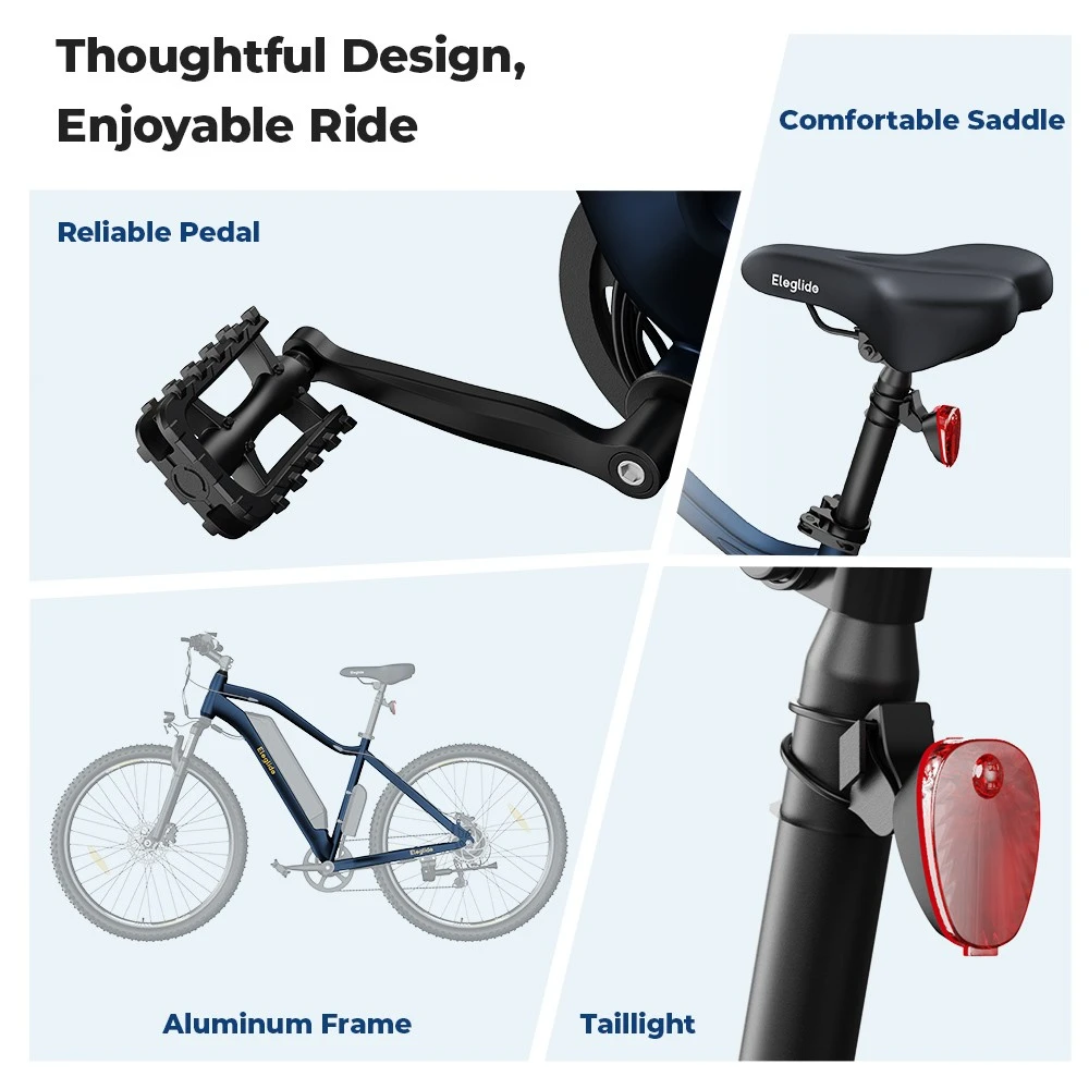 Eleglide Mopride 3 Bicicletă electrică, 250W Motor, 48V 12Ah Baterie, 29*,4 inch anvelope, 25km/h Viteză maximă, 120km Max Range, Braț hidraulic cu disc, Suspensie cu blocare, Shimano 7-Speed, LCD Display, Control al aplicației
