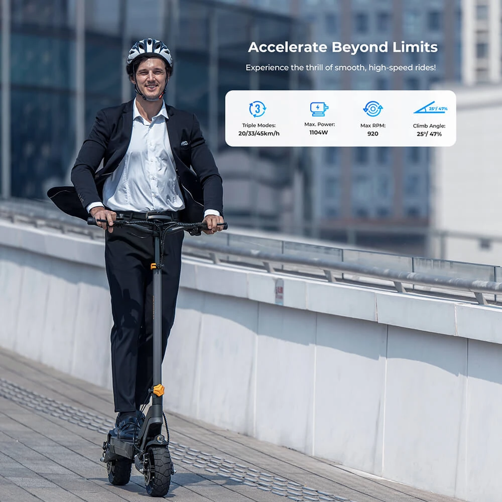 Ausom L2 Scuter electric, 800W Motor, 48V 15,6Ah Baterie, 10 inch Tiruri, 45km/h Max Speed, 70km, Frâne cu disc frontal și spate, Suspensie pentru braț, Display LCD