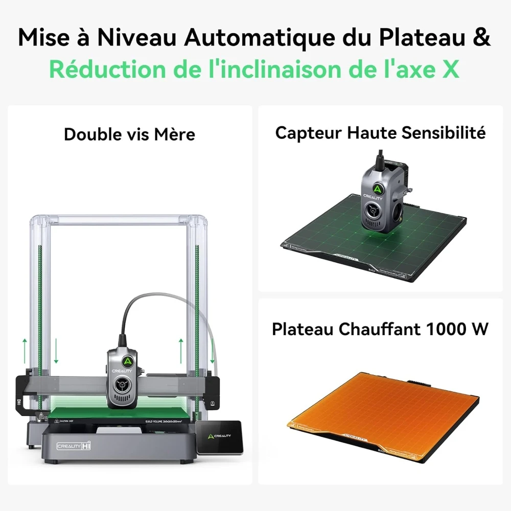 Creality Hi Combo Imprimante 3D, système multi-matériaux CFS, 500 mm/s, caméra de surveillance, jusqu'à 16 couleurs