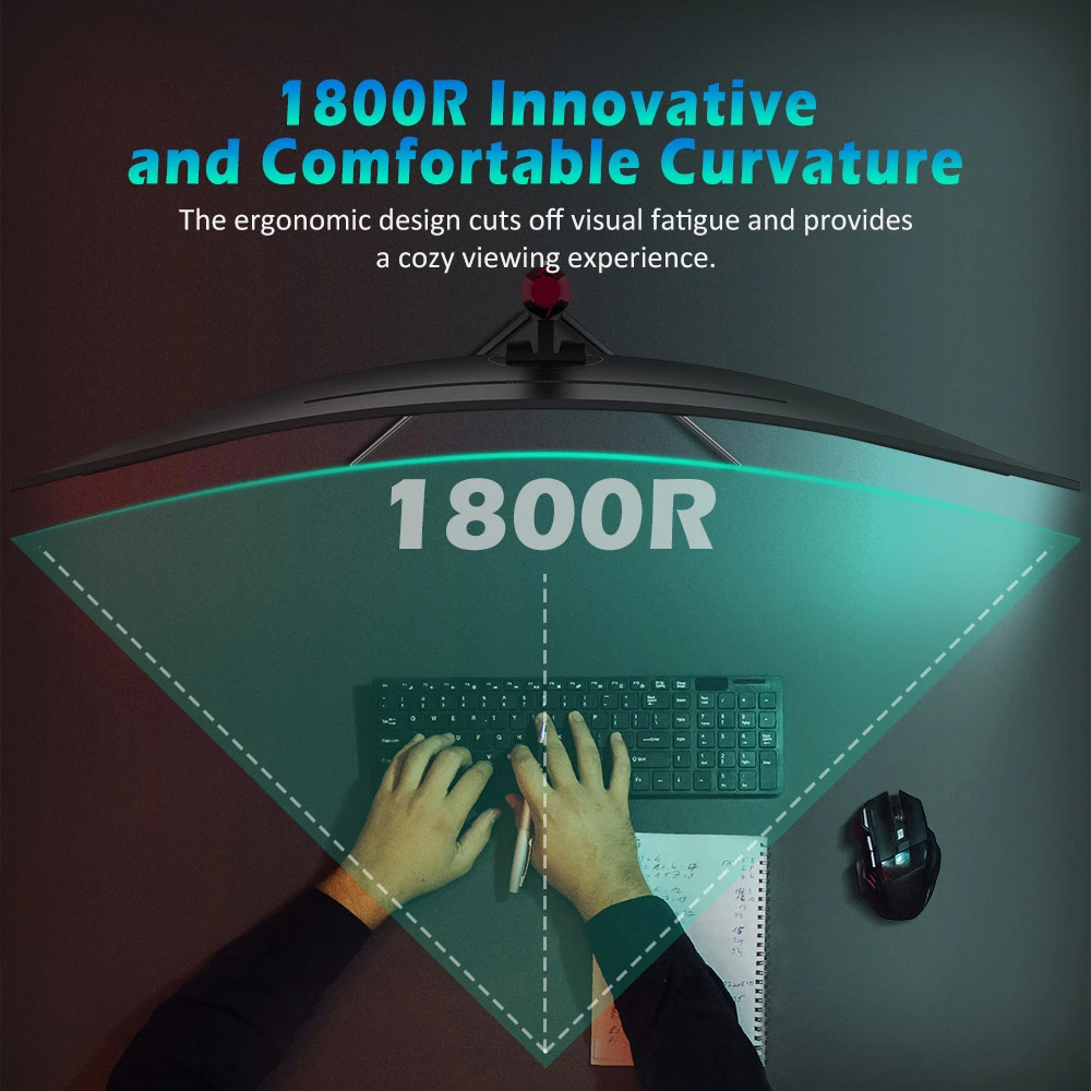 TITAN ARMY C49SHC Moniteur de jeu, 49 pouces, panneau CSOT HVA 38401080, écran incurvé surdimensionné 32:9, taux de rafraîchissement élevé de 144 Hz, écran partagé PIP/PBP intelligent, Adaptive-Sync, 1HDMI 2.0 1DP 1.4 1USB-C complet 1USB-B 2USB-A, charge inversée 65 W