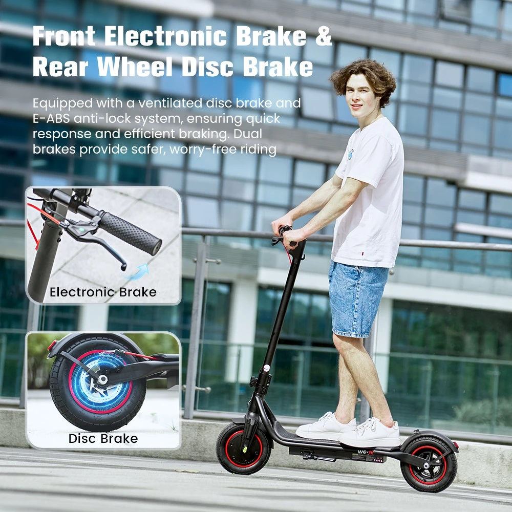 iScooter W6, faltbarer Elektroroller, 500-W-Motor, 36-V-7,8-Ah-Akku, 10-Zoll-Reifen, 35 km/h Höchstgeschwindigkeit, 30 km Reichweite, Scheibenbremse hinten, LCD-Display