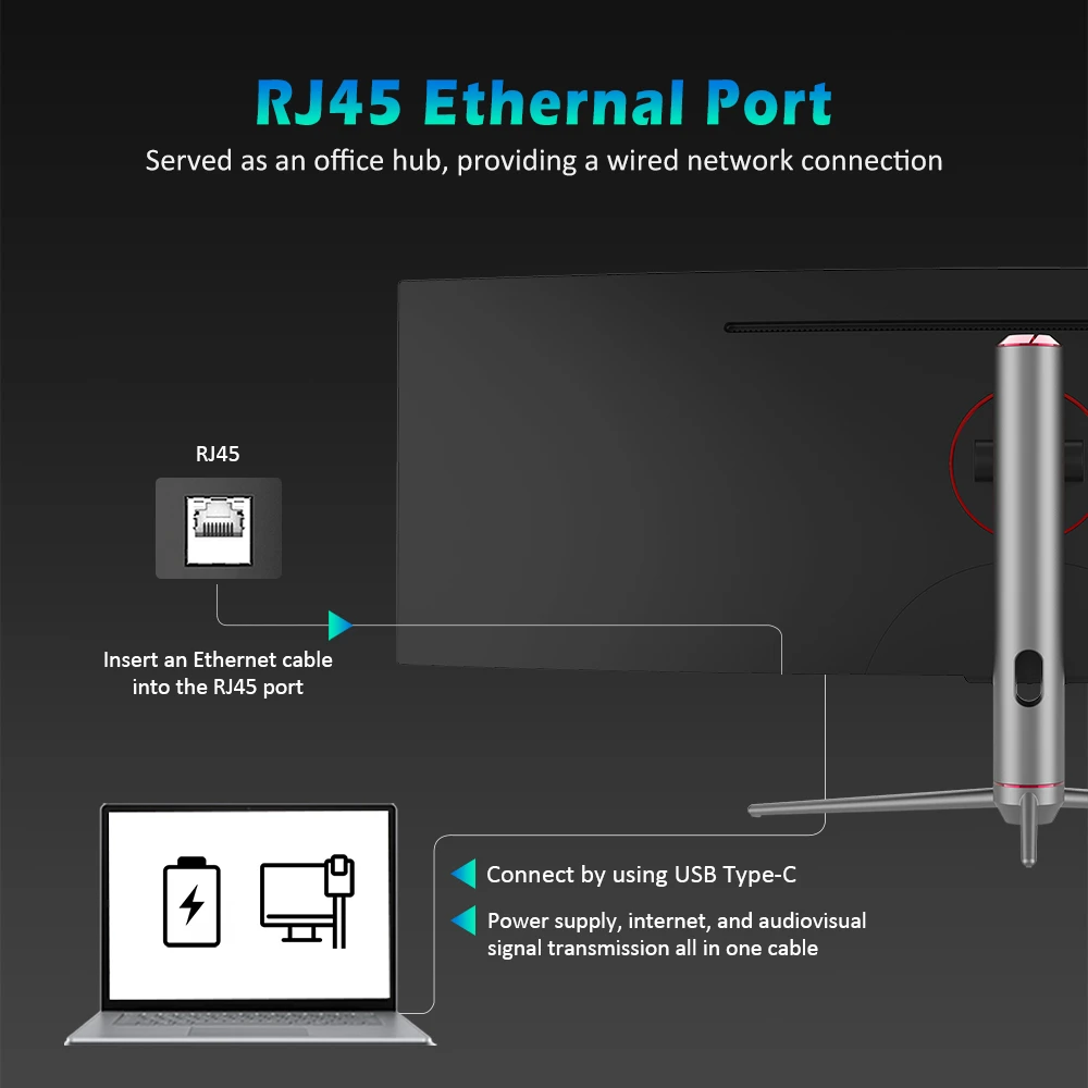 TITAN ARMY C49SHC Moniteur de jeu, 49 pouces, panneau CSOT HVA 38401080, écran incurvé surdimensionné 32:9, taux de rafraîchissement élevé de 144 Hz, écran partagé PIP/PBP intelligent, Adaptive-Sync, 1HDMI 2.0 1DP 1.4 1USB-C complet 1USB-B 2USB-A, charge inversée 65 W