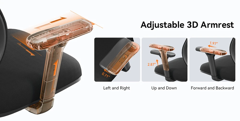 NEWTRAL MAGICH003 Ergonomic chair, Auto-tracking backrest, Adjustable lower back support, Adjustable seat depth headrest, 3D armrest recline, 3 locking positions