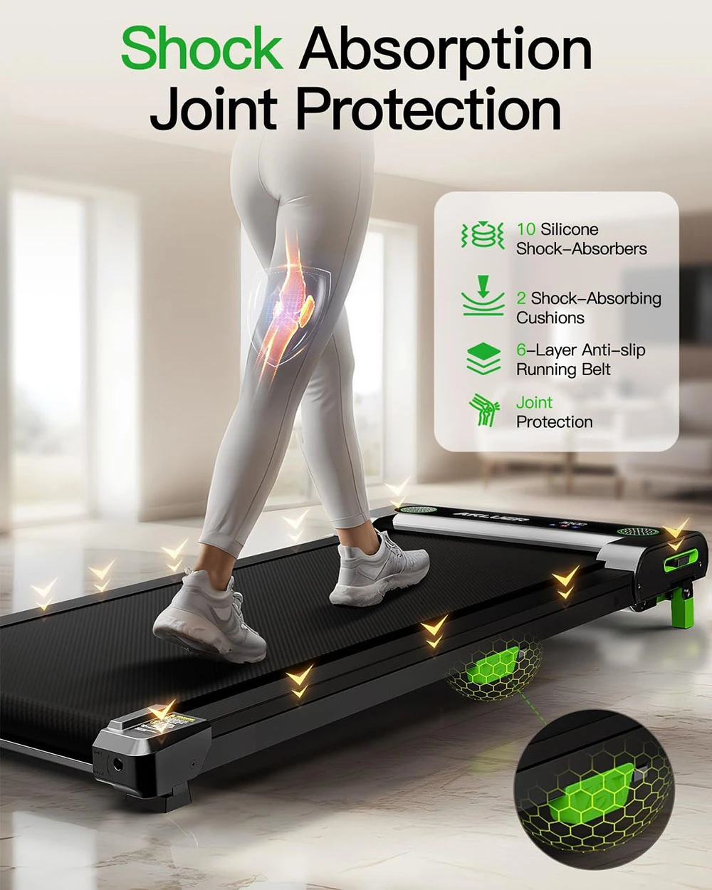 Akluer 480L-A Walking Pad με κλίση, 2.5HP κάτω από το γραφείο διάδρομο με τηλεχειριστήριο, οθόνη LED, μέγιστη χωρητικότητα 330lbs