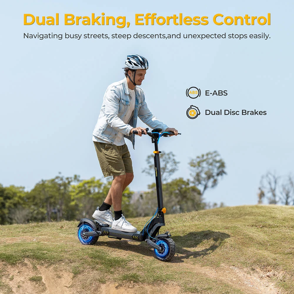 Ausom L2 Scuter electric, 2 * 800W motor, 48V 15.5Ah Baterie, 10 inch Nevehicule, 55km/h Max Speed, 70km Range, Frâne frontale și cu discuri spate, Suspensie pentru brațe, Afișaj LCD