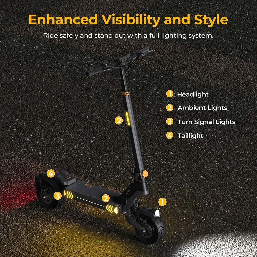 Ausom L2 Scuter electric, 2 * 800W motor, 48V 15.5Ah Baterie, 10 inch Nevehicule, 55km/h Max Speed, 70km Range, Frâne frontale și cu discuri spate, Suspensie pentru brațe, Afișaj LCD