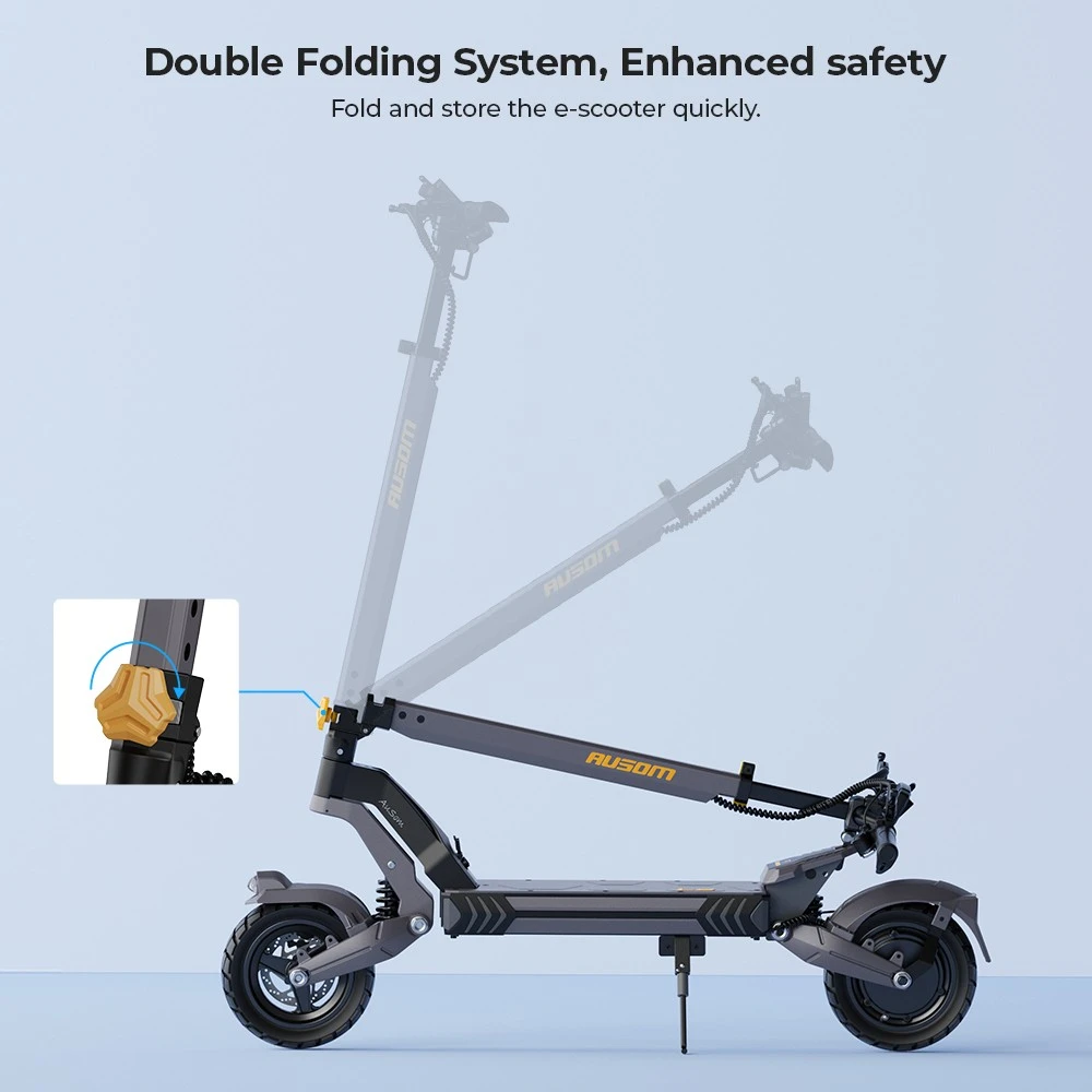 Ausom L2 Scuter electric, 800W Motor, 48V 15,6Ah Baterie, 10 inch Tiruri, 45km/h Max Speed, 70km, Frâne cu disc frontal și spate, Suspensie pentru braț, Display LCD
