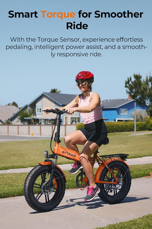 ENGWE EP-2 Boost Folding Electric Bike, 250W Motor, 48V 13Ah Battery, 20*4.0 inch Fat Tires, 25km/h Max Speed, 120km Range, Front & Rear Mechanical Disc Brake, Torque Sensor, Front Suspension, Shimano 7-speed - Black