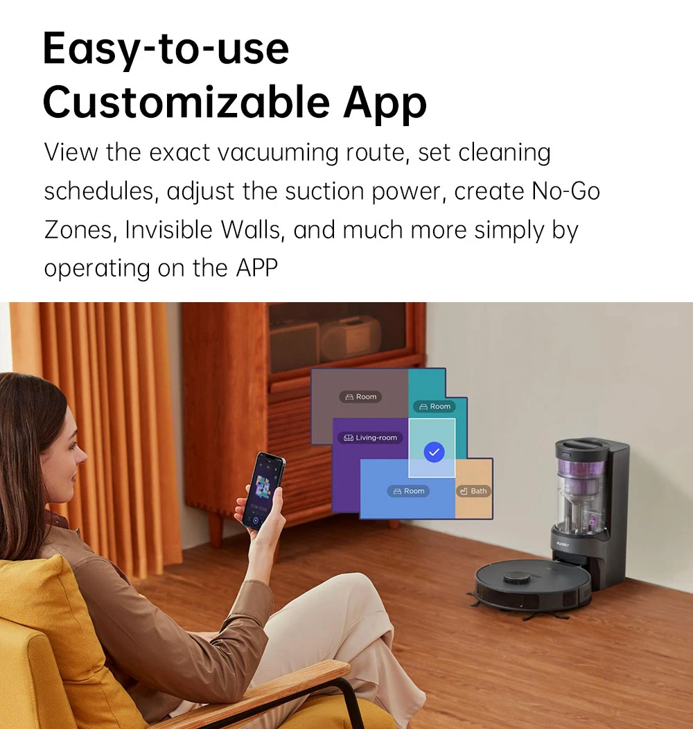 Eureka E10s Robot Vacuum and Mop with Self-Emptying Station, 4000Pa Suction, Up to 180min Runtime, LiDAR Navigation, App Control, for Pet Hair, Carpet & Floor