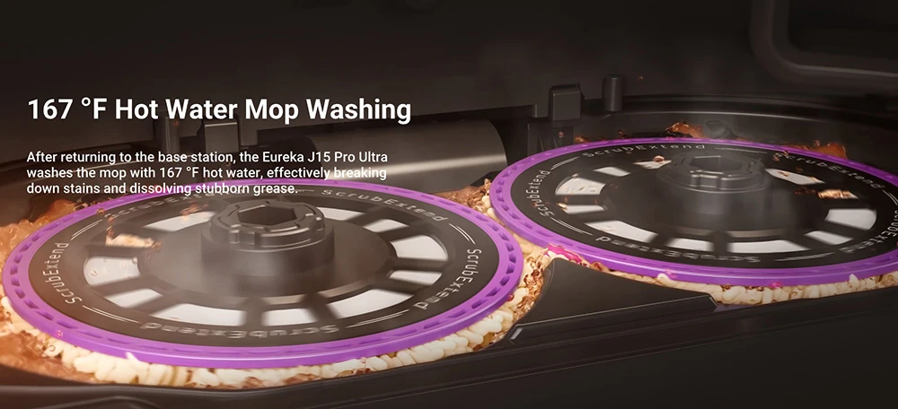 Eureka J15 Pro Ultra Robot Vacuum and Mop with Self-Emptying Base, 16,200Pa Suction, Hot Water Washing & Air Drying, Anti-Tangle, AI Obstacle Avoidance, Black