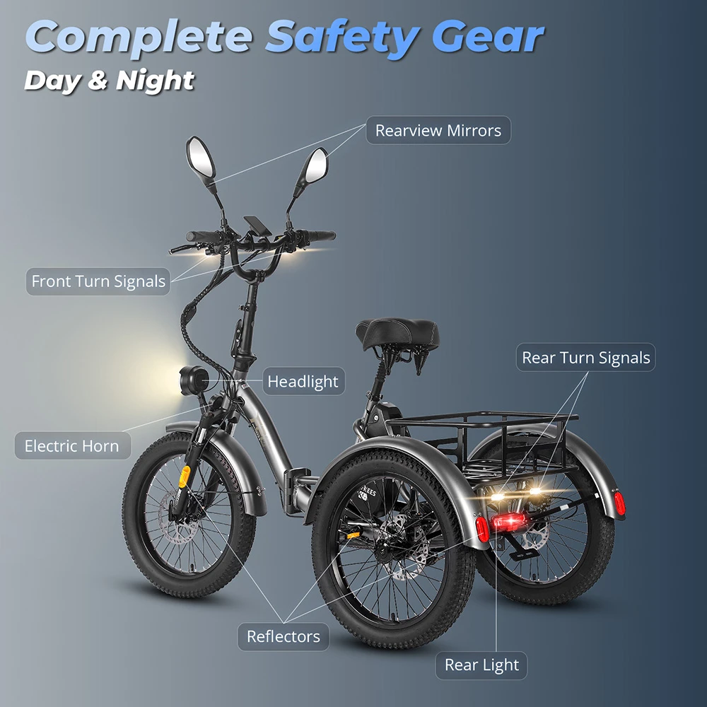 FAFREES F20 Mate Electric Cargo Tricycle Upgrade Version, 500W Motor, 48V 21Ah Battery, 20*3.0 inch Tires, 25km/h Max Speed, 115km Max Range, Hydraulic Disc Brakes, Triple Suspension System, Aluminum Differential - Black