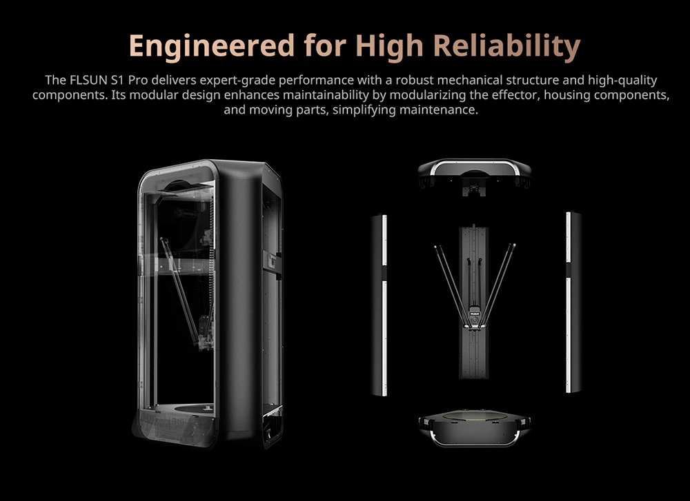 FLSUN S1 Pro Imprimante 3D Delta Ultra-Rapide 1200mm/s, 320*320*430mm, Détection Al, Nivellement Automatique, Firmware Klipper, Bloc Chaud Métallique 350℃, Chauffage par Zone Intelligente, Sécheur de Filament