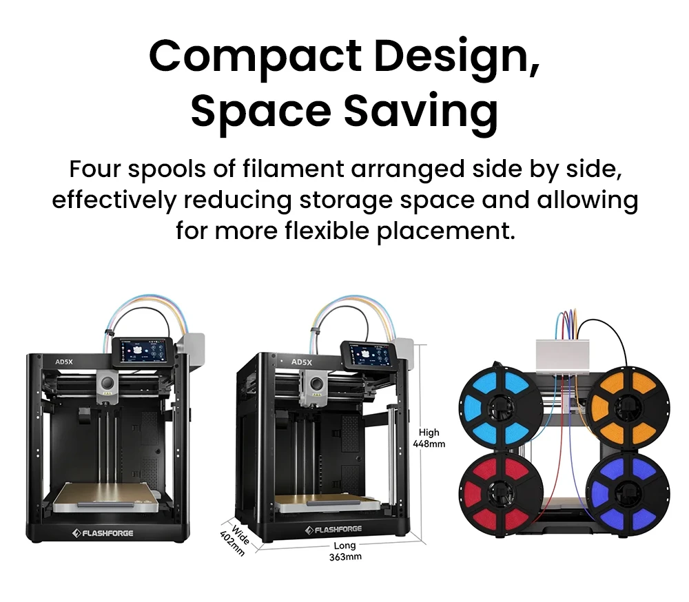 Flashforge AD5X 3D Printer, Smart 4-Color Printing, 600mm/s Max, 220*220*220mm - EU Plug