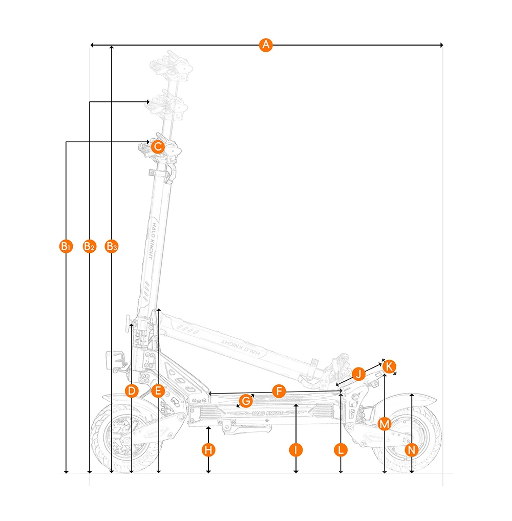 Trottinette électrique Halo Knight T102, moteur 1200 W, batterie 52 V 21 Ah, pneus 10 pouces, vitesse maximale 50 km/h, autonomie 45 km, doubles freins à disque, doubles suspensions