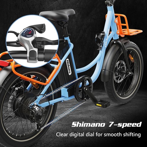 „Hidoes C6“ elektrinis dviratis, 250 W variklis, 36 V 13 Ah akumuliatorius, 20 x 3 colių padangos, maksimalus greitis 25 km/h, nuvažiuojamas atstumas 35 km, priekiniai ir galiniai mechaniniai diskiniai stabdžiai, „Shimano“ 7 pavarų, LCD ekranas