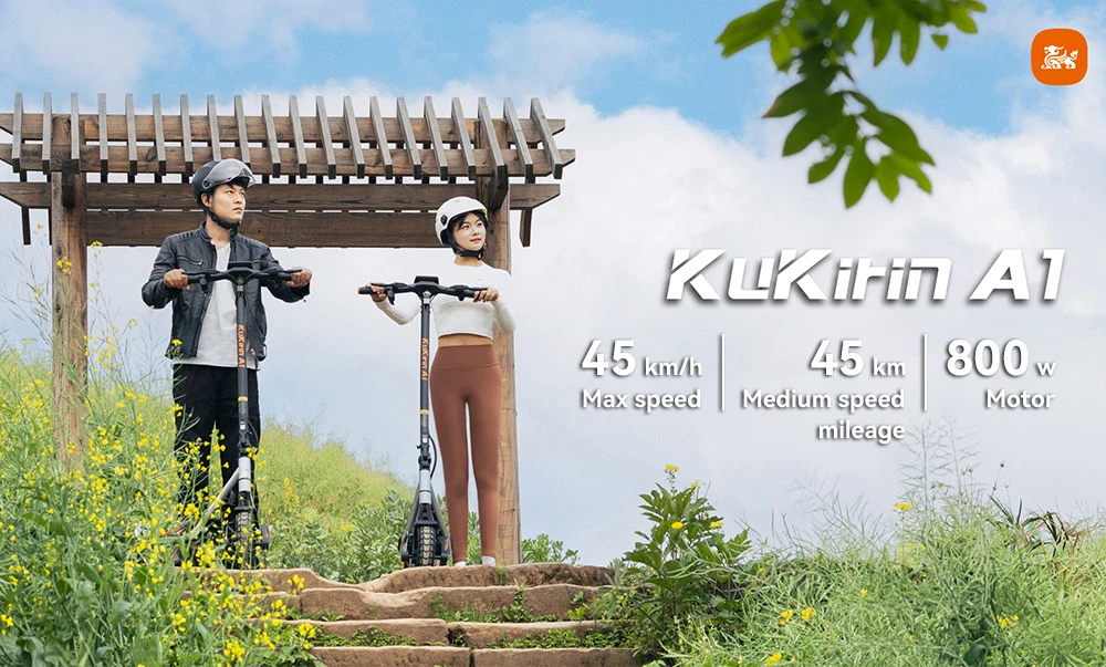 Kukirin A1 Folding Electric Scooter, 800W Motor, 48V 13Ah Battery, 10 inch Vacuum Tire, 45km/h Max Speed, 45km Range, Front & Rear Disc Brake, Front & Rear Shock Absorption