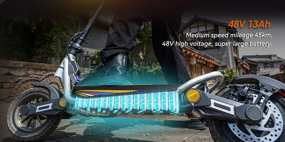 Kukirin A1 Folding Electric Scooter, 800W Motor, 48V 13Ah Battery, 10 inch Vacuum Tire, 45km/h Max Speed, 45km Range, Front & Rear Disc Brake, Front & Rear Shock Absorption