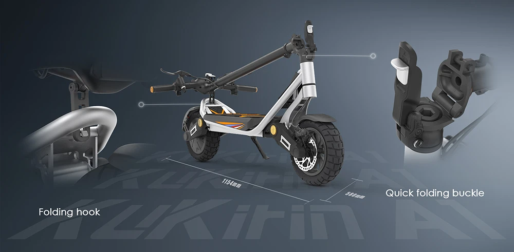 Kukirin A1 Folding Electric Scooter, 800W Motor, 48V 13Ah Battery, 10 inch Vacuum Tire, 45km/h Max Speed, 45km Range, Front & Rear Disc Brake, Front & Rear Shock Absorption