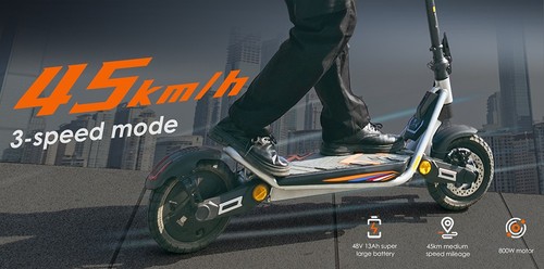 Kukirin A1 Folding Electric Scooter, 800W Motor, 48V 13Ah Battery, 10 inch Vacuum Tire, 45km/h Max Speed, 45km Range, Front & Rear Disc Brake, Front & Rear Shock Absorption