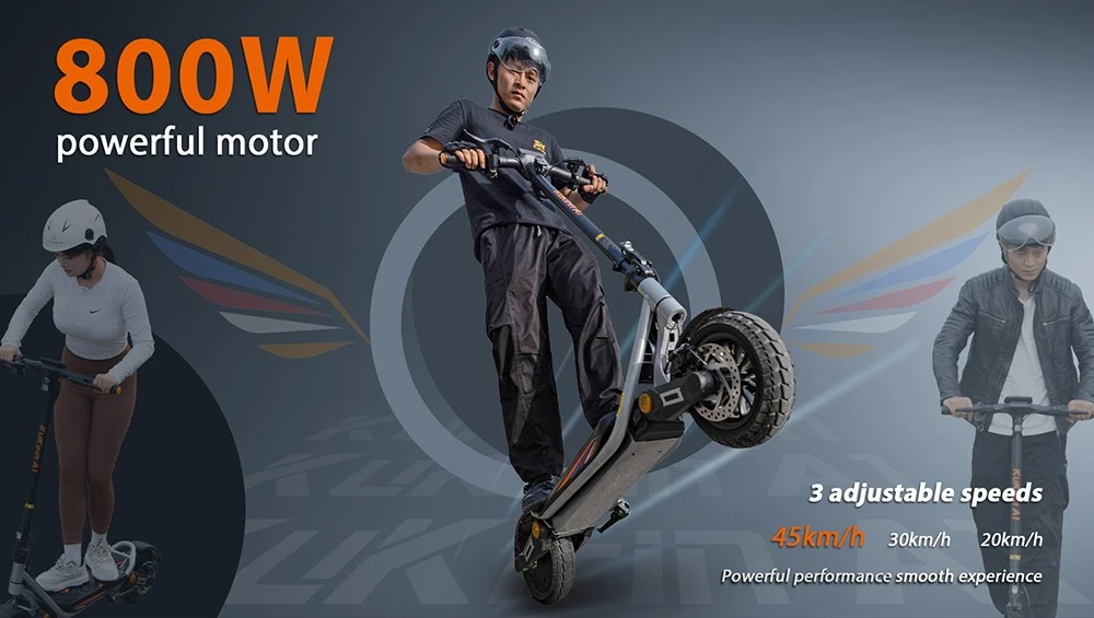 Kukirin A1 Folding Electric Scooter, 800W Motor, 48V 13Ah Battery, 10 inch Vacuum Tire, 45km/h Max Speed, 45km Range, Front & Rear Disc Brake, Front & Rear Shock Absorption